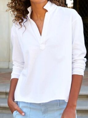 Frank & Eileen Tee Lab White Patrick Popover Henley LAB510HJ Size Medium